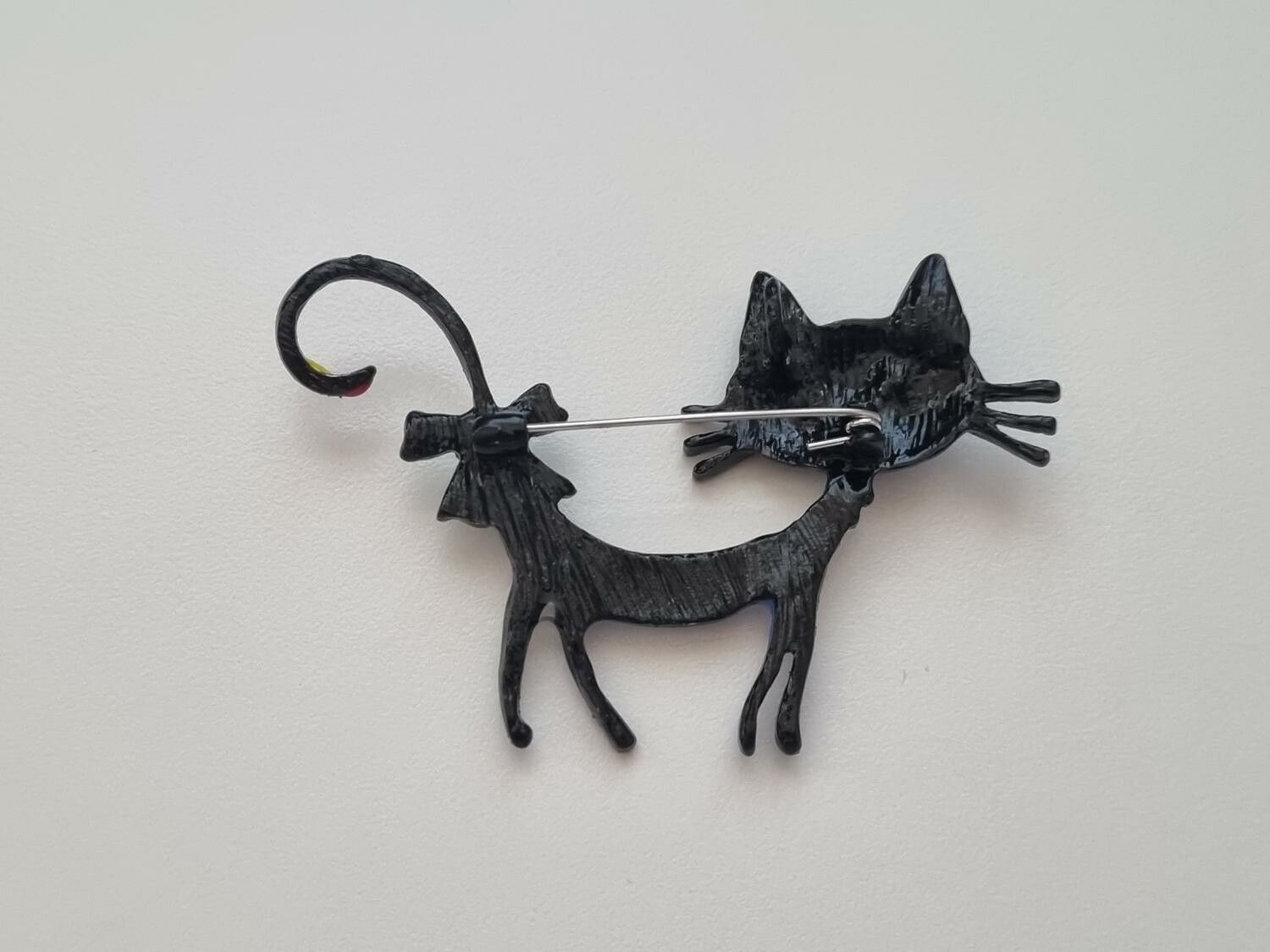 1 st detaljrik brosch hänge - Färgglad katt (blå)