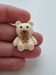 Nalle miniatyr, miniatyrnalle, mininalle (2,9 cm hög - Cremefärgad)