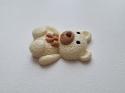 Nalle miniatyr, miniatyrnalle, mininalle (2,9 cm hög - Cremefärgad)