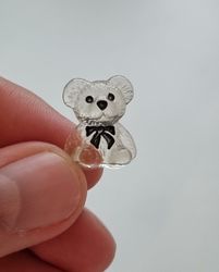 Transparent nalle, miniatyr för dekoration (2 x 1,5 cm)