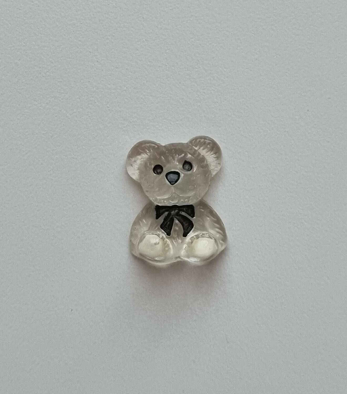 Transparent nalle, miniatyr för dekoration (2 x 1,5 cm)