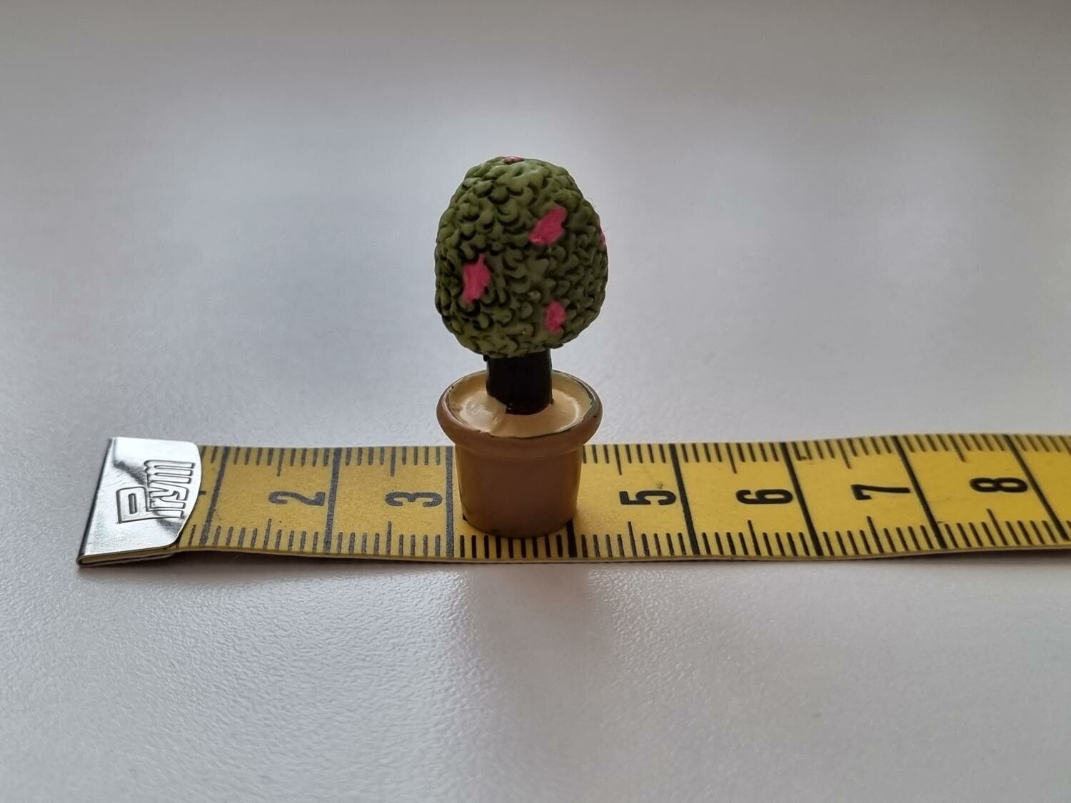 Handmålad växt i kruka, miniatyr, miniträd (3 cm hög)