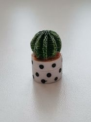 Handmålad kaktus i kruka, miniatyr, minikaktus (2,5 cm hög)