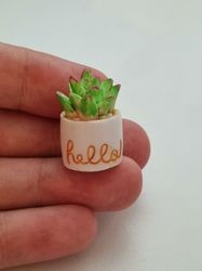 Handmålad kaktus i kruka, miniatyr, minikaktus (2,5 cm hög)