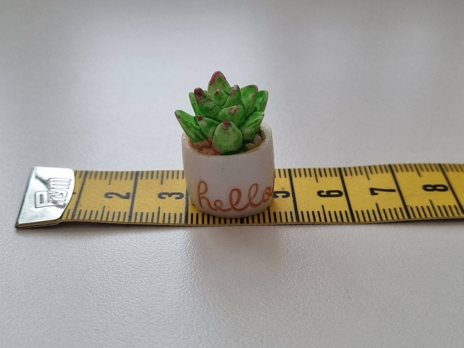 Handmålad kaktus i kruka, miniatyr, minikaktus (2,5 cm hög)