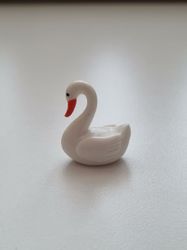 Handmålad svan, miniatyr, miniatyrsvan, minisvan (2,2 cm hög - Vit)