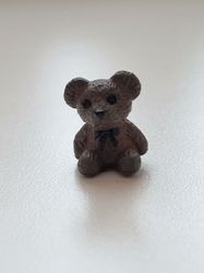 Nalle miniatyr, miniatyrnalle, mininalle (1,9 cm hög - Mörkbrun/svart)