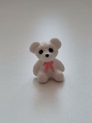 Nalle miniatyr, miniatyrnalle, mininalle (1,9 cm hög - Vit)