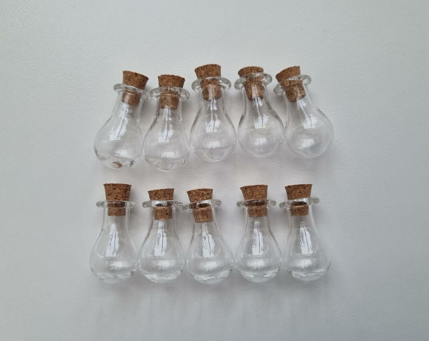 10 st små glasflaskor med kork, flaskor miniatyrer glasburkar (2,4 x 1,5 cm)