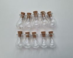 10 st små glasflaskor med kork, flaskor miniatyrer glasburkar (2,4 x 1,5 cm)