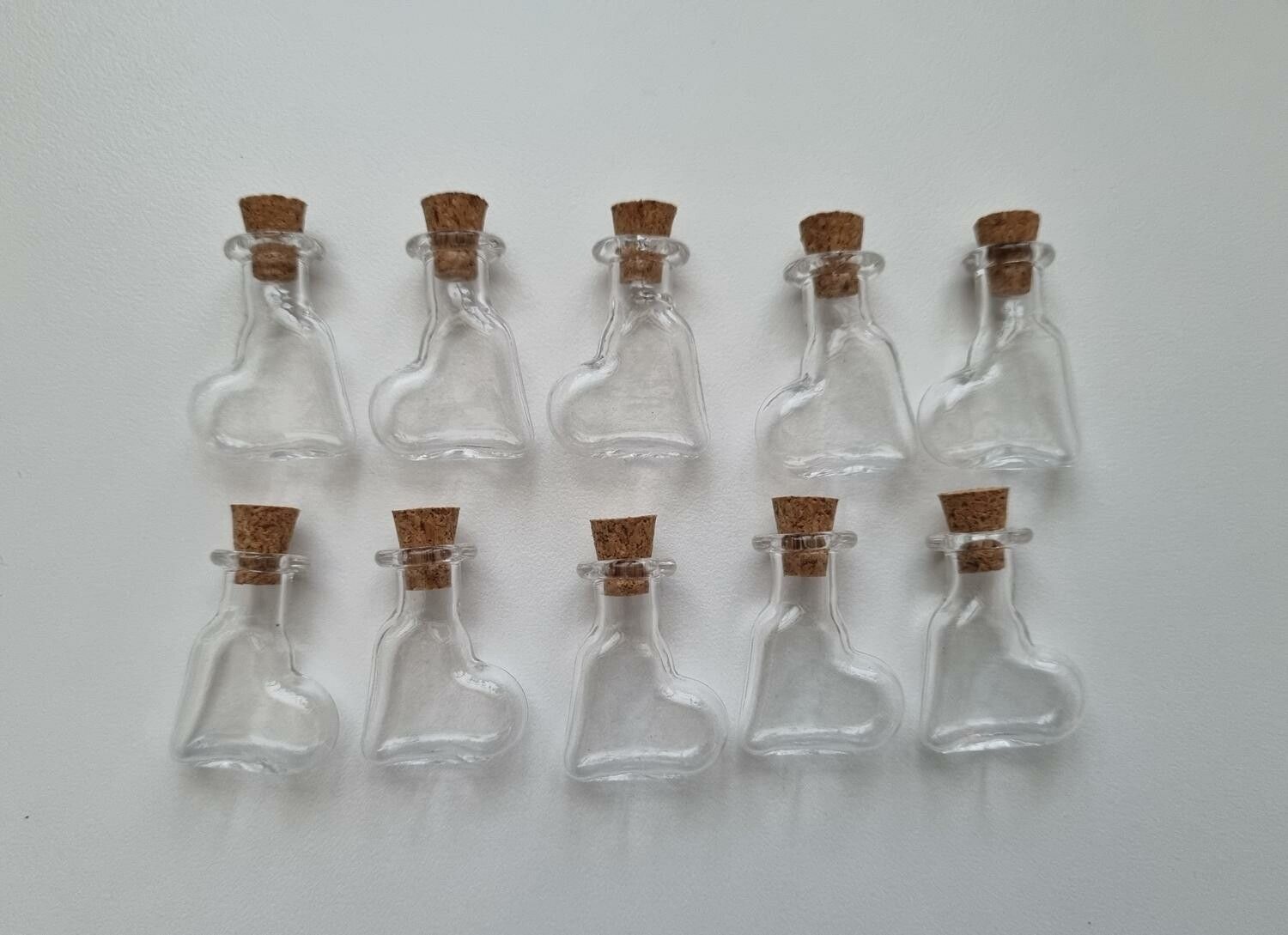 10 st små glasflaskor med kork, flaskor miniatyrer glasburkar (2,8 x 2 cm)