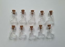 10 st små glasflaskor med kork, flaskor miniatyrer glasburkar (2,8 x 2 cm)