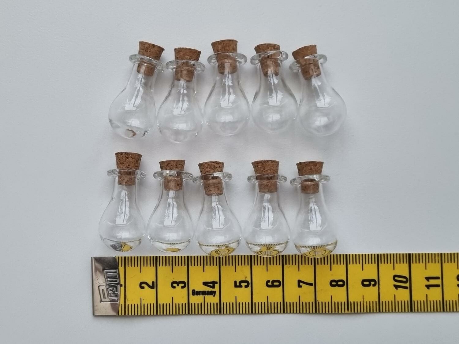 10 st små glasflaskor med kork, flaskor miniatyrer glasburkar (2,4 x 1,5 cm)