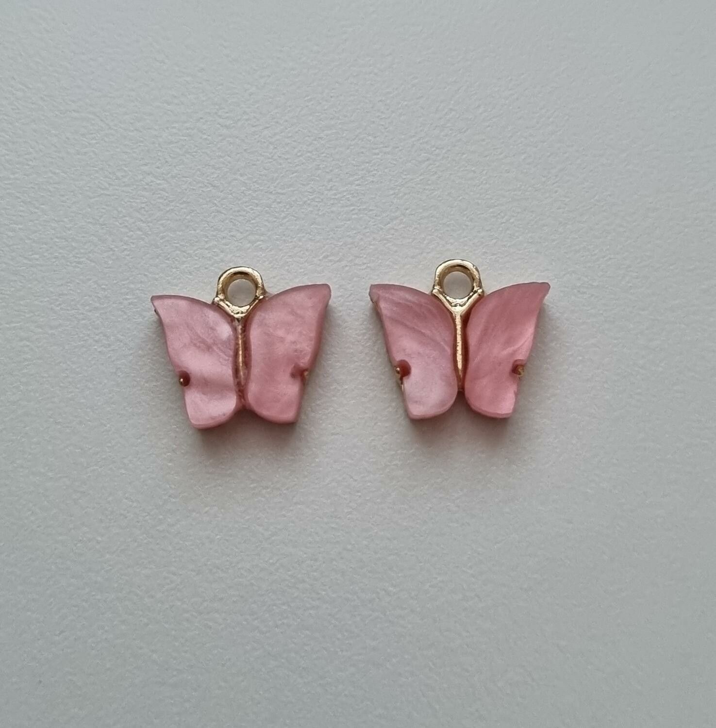 2 st fjärilar, fjärilsberlocker, charms berlock (Rosa emalj)
