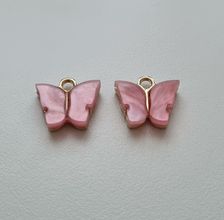2 st fjärilar, fjärilsberlocker, charms berlock (Rosa emalj)