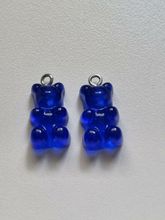 2 st blå Gummibjörnar, miniatyrer berlocker charms