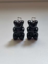 2 st svarta Gummibjörnar, miniatyrer berlocker charms