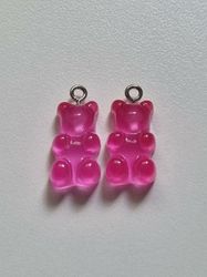 2 st rosa Gummibjörnar, miniatyrer berlocker charms