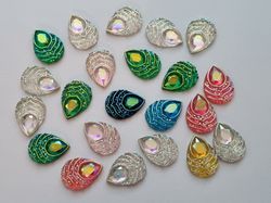 20 st flatbacks, strasstenar (18 x 13 mm)