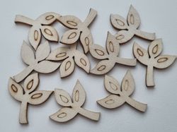 5 st löv i trä, trädekorationer, dekorationer för scrapbooking