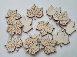 5 st löv i trä, trädekorationer, dekorationer för scrapbooking