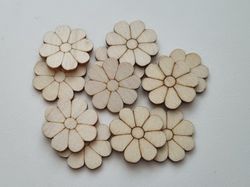 5 st blommor i trä, trädekorationer, dekorationer för scrapbooking