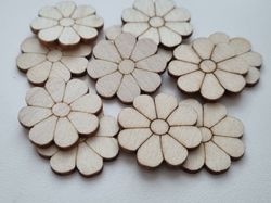 5 st blommor i trä, trädekorationer, dekorationer för scrapbooking