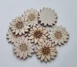 5 st blommor i trä, trädekorationer, dekorationer för scrapbooking
