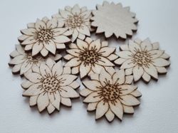 5 st blommor i trä, trädekorationer, dekorationer för scrapbooking