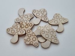 5 st svampar i trä, trädekorationer, dekorationer för scrapbooking