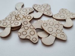 5 st svampar i trä, trädekorationer, dekorationer för scrapbooking