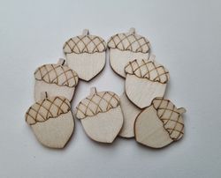 5 st ekollon i trä, trädekorationer, dekorationer för scrapbooking