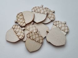 5 st ekollon i trä, trädekorationer, dekorationer för scrapbooking