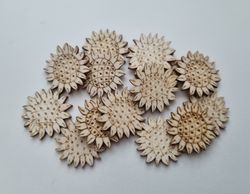 5 st solar/blommor i trä, trädekorationer, dekorationer för scrapbooking