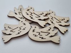5 st fåglar i trä, trädekorationer, dekorationer för scrapbooking