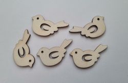 5 st fåglar i trä, trädekorationer, dekorationer för scrapbooking med mera