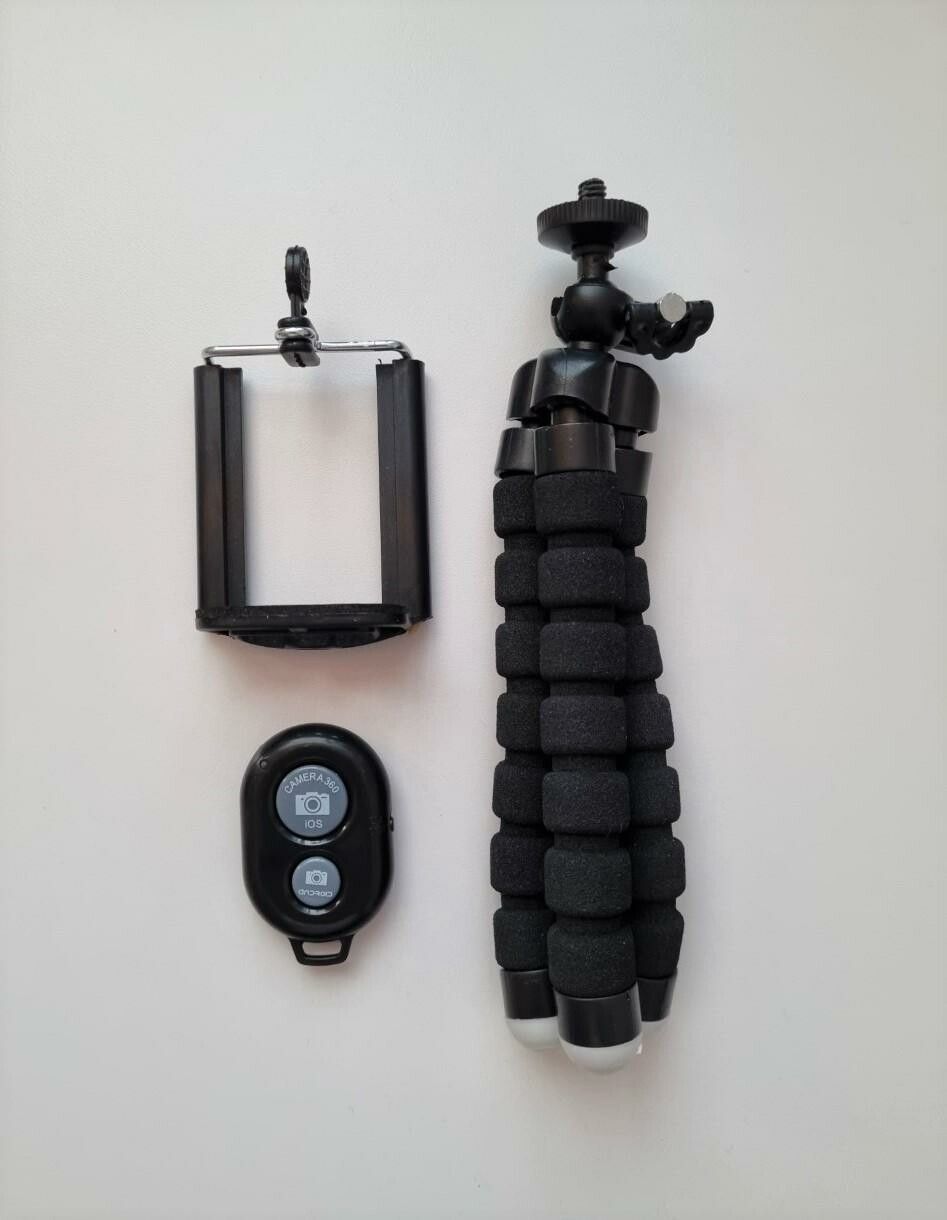 Tripod med fjärrkontroll / fjärrutlösare vid bluetooth - Svart