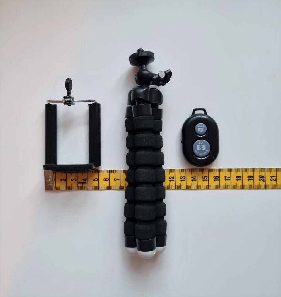 Tripod med fjärrkontroll / fjärrutlösare vid bluetooth - Svart