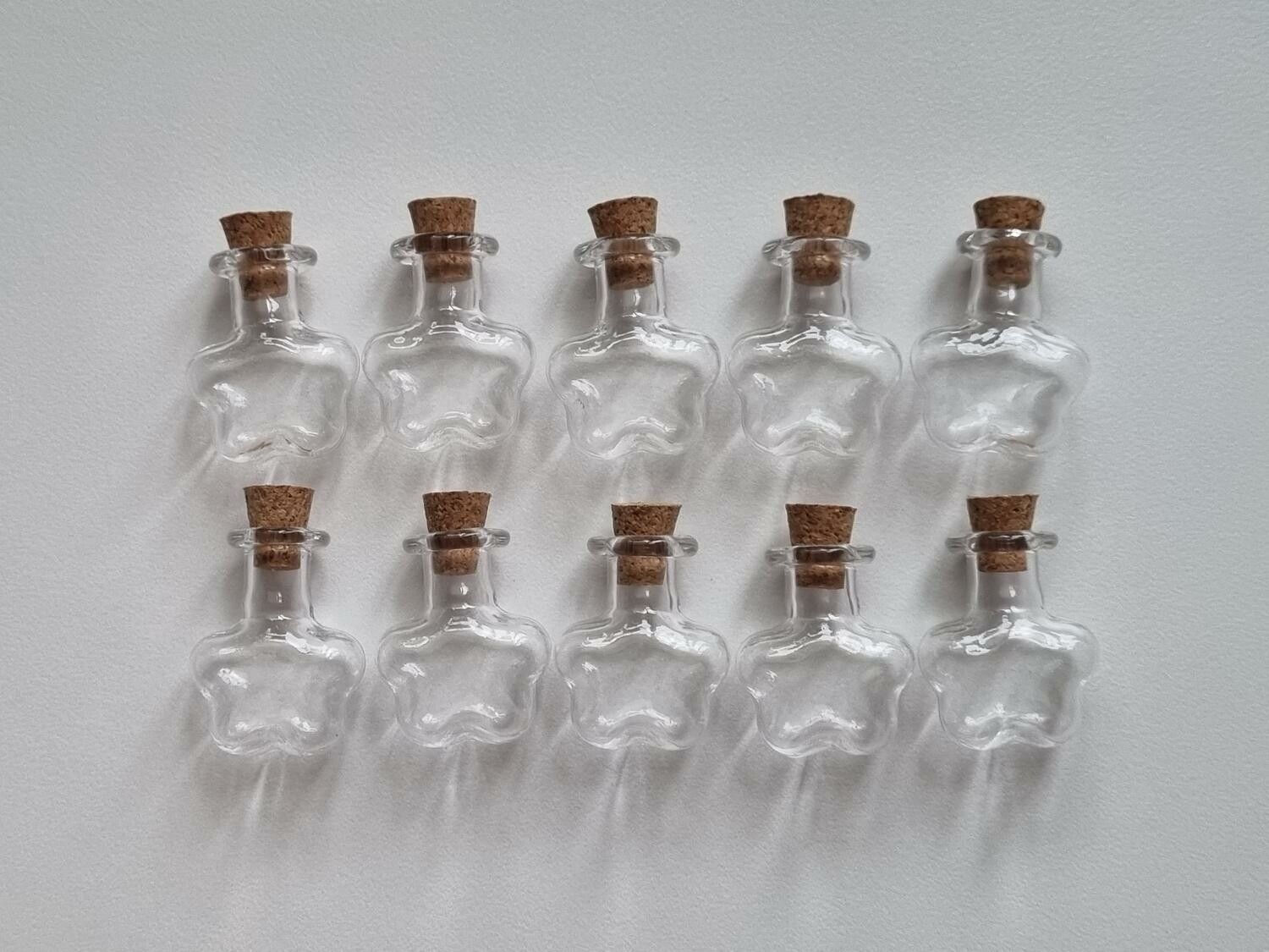 10 st små glasflaskor med kork, flaskor miniatyrer glasburkar (2,4 x 2 cm)