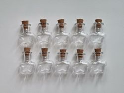 10 st små glasflaskor med kork, flaskor miniatyrer glasburkar (2,4 x 2 cm)