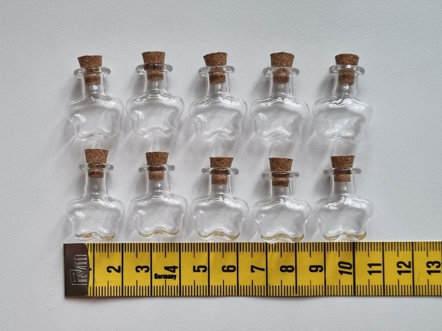 10 st små glasflaskor med kork, flaskor miniatyrer glasburkar (2,4 x 2 cm)