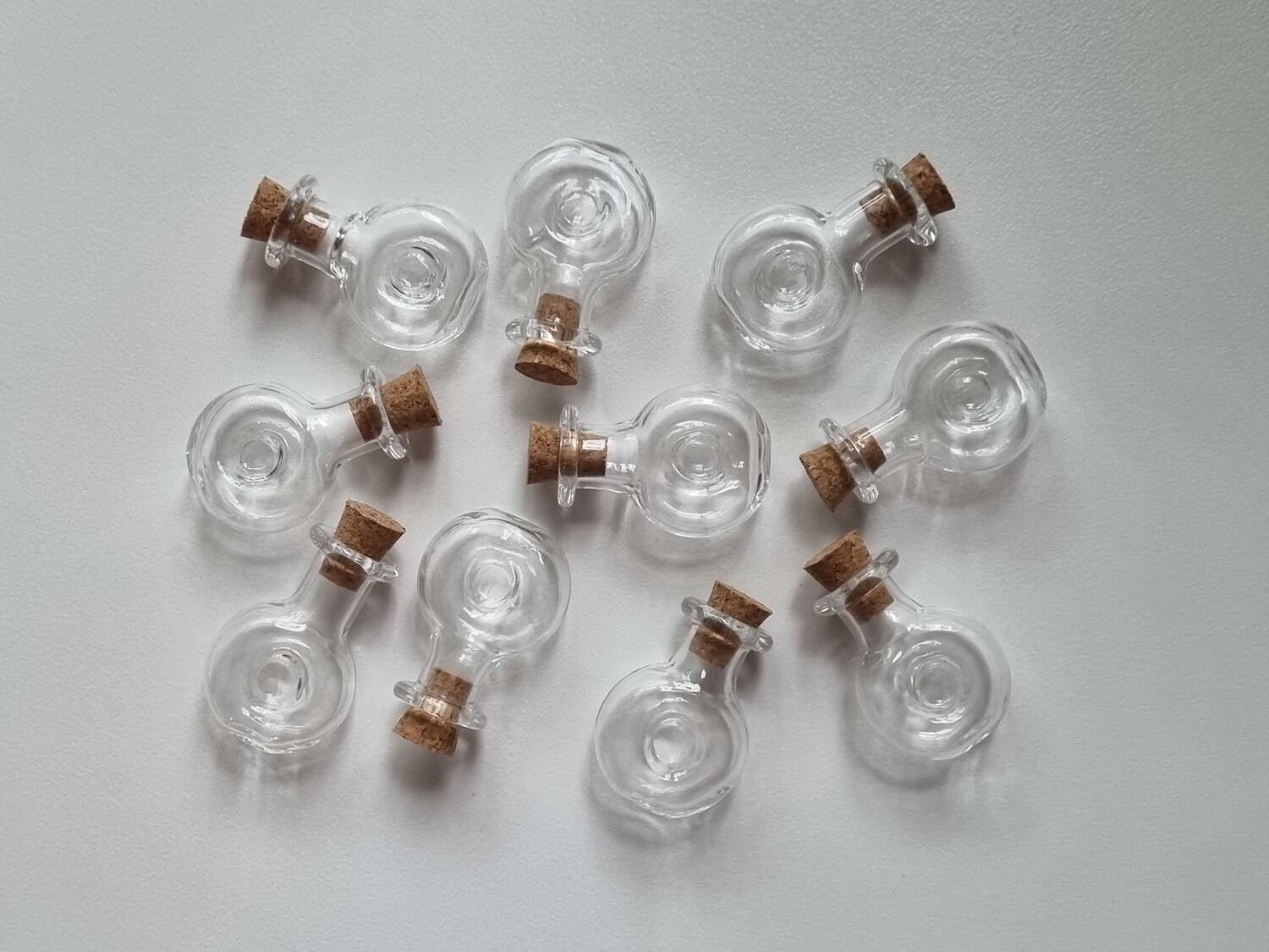 10 st små glasflaskor med kork, flaskor miniatyrer glasburkar (2,7 x 2 cm)