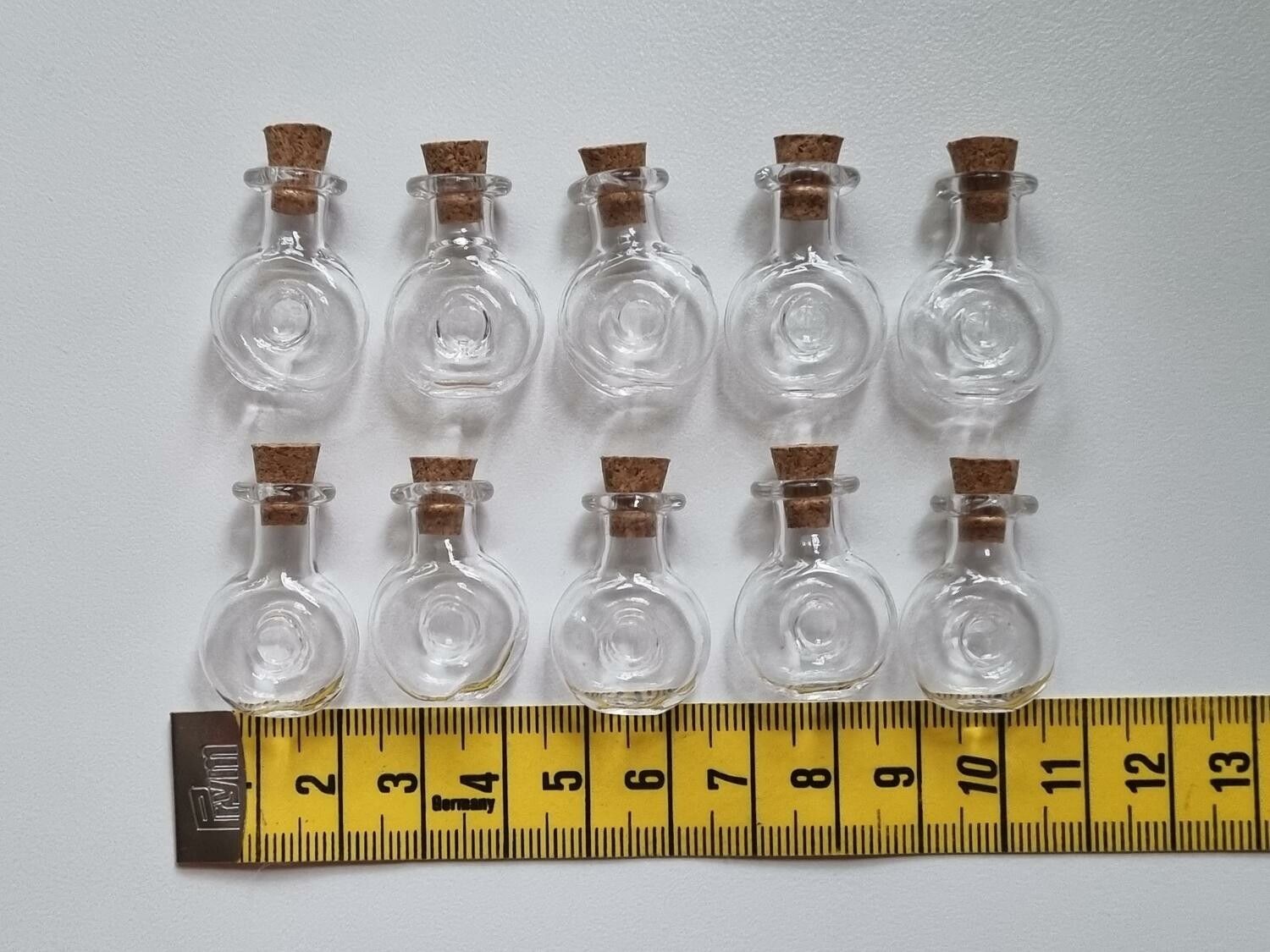 10 st små glasflaskor med kork, flaskor miniatyrer glasburkar (2,7 x 2 cm)