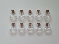 10 st små glasflaskor med kork, flaskor miniatyrer glasburkar (2,6 x 2,2 cm)