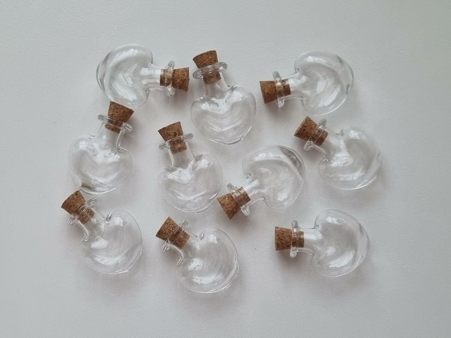 10 st små glasflaskor med kork, flaskor miniatyrer glasburkar (2,6 x 2,2 cm)