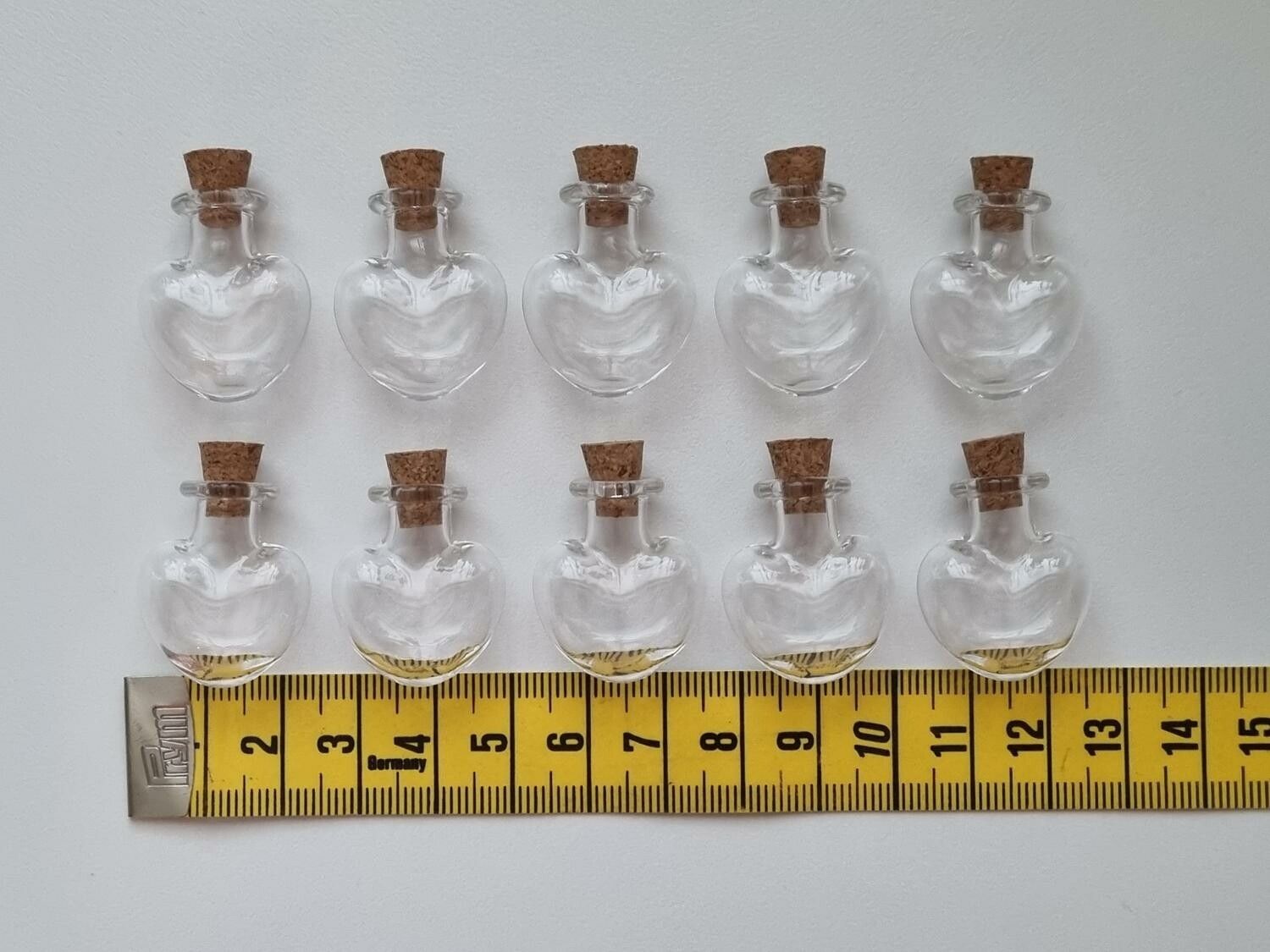 10 st små glasflaskor med kork, flaskor miniatyrer glasburkar (2,6 x 2,2 cm)