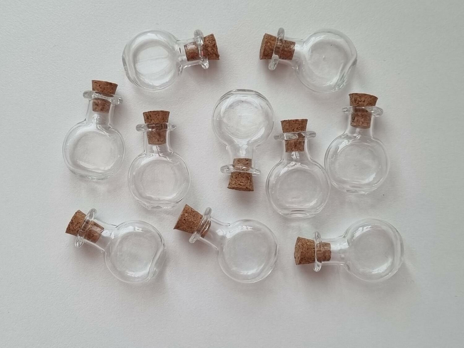 10 st små glasflaskor med kork, flaskor miniatyrer glasburkar (2,6 x 1,9 cm)