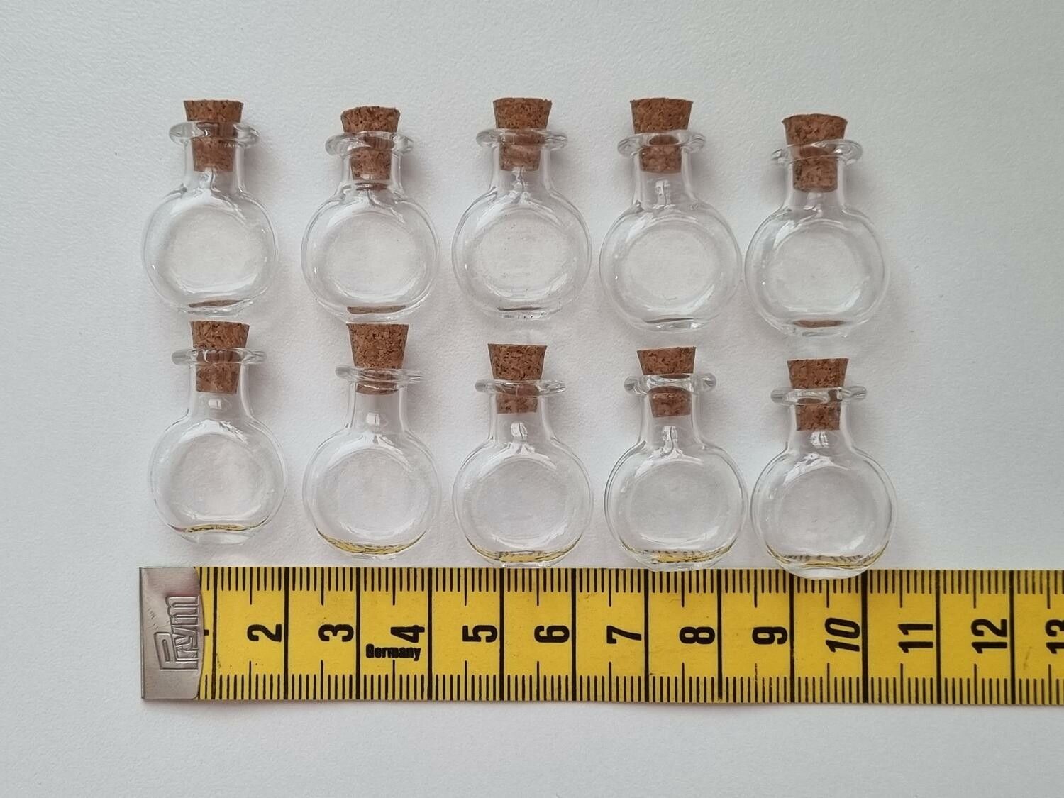 10 st små glasflaskor med kork, flaskor miniatyrer glasburkar (2,6 x 1,9 cm)
