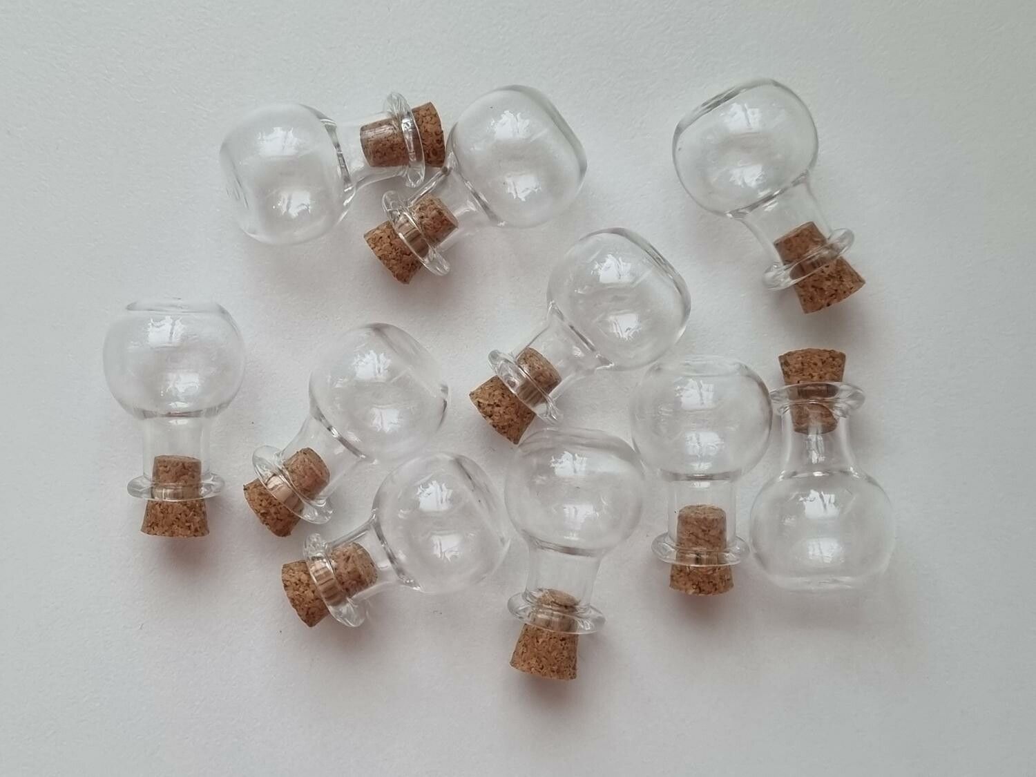 10 st små glasflaskor med kork, flaskor miniatyrer glasburkar (2,4 x 1,6 cm)