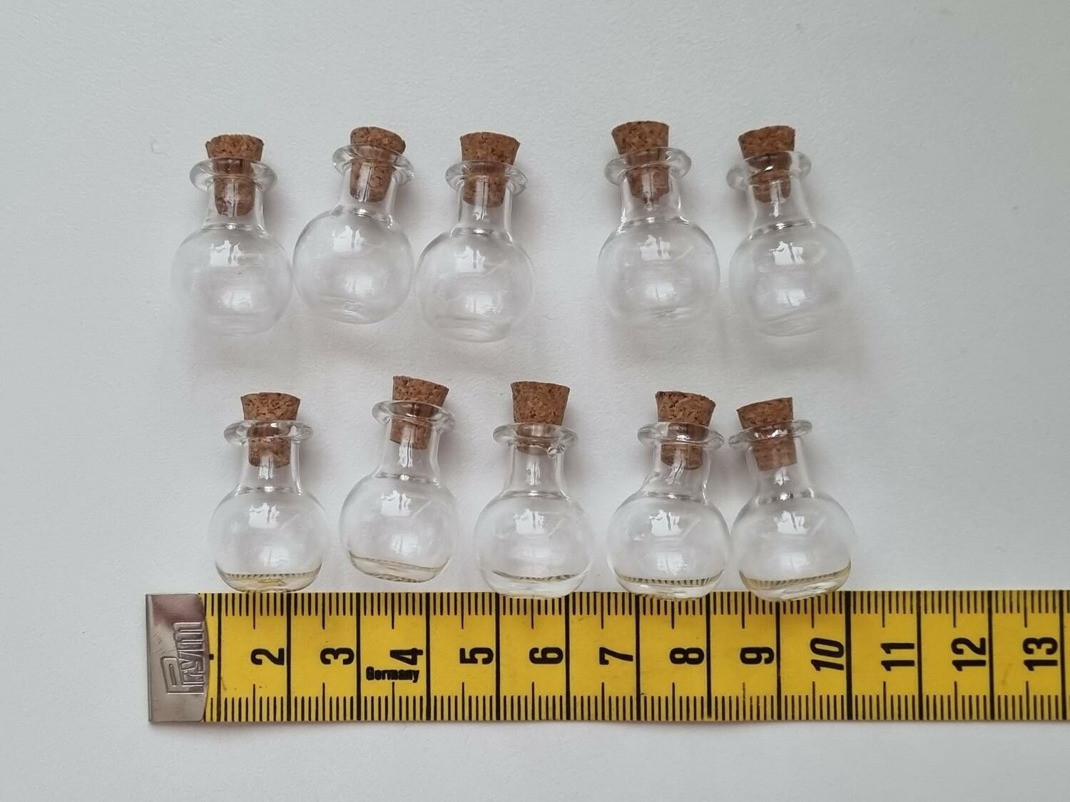 10 st små glasflaskor med kork, flaskor miniatyrer glasburkar (2,4 x 1,6 cm)